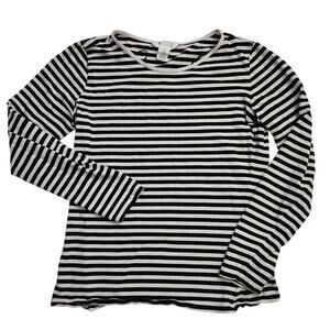 H&M Black White Striped Long Sleeve T-Shirt Womens M
